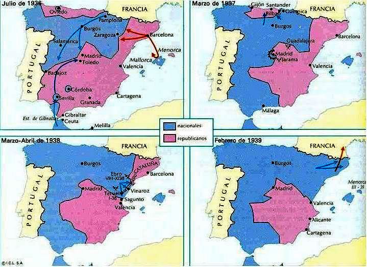 map of spanish civil war