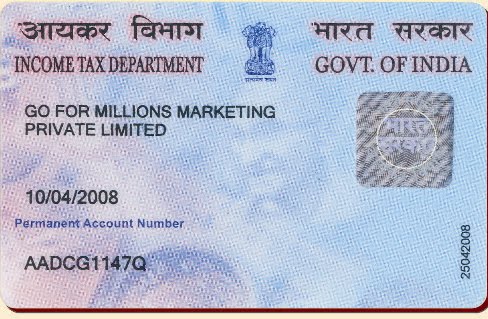 pan card no