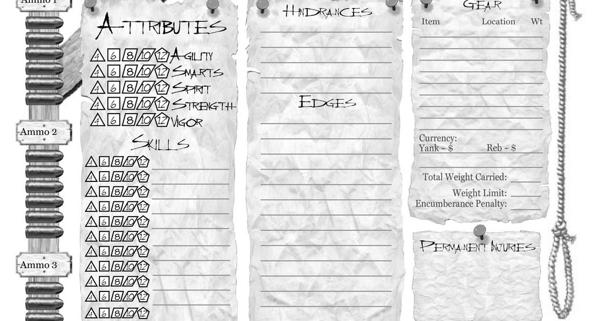 deadlands reloaded character sheet