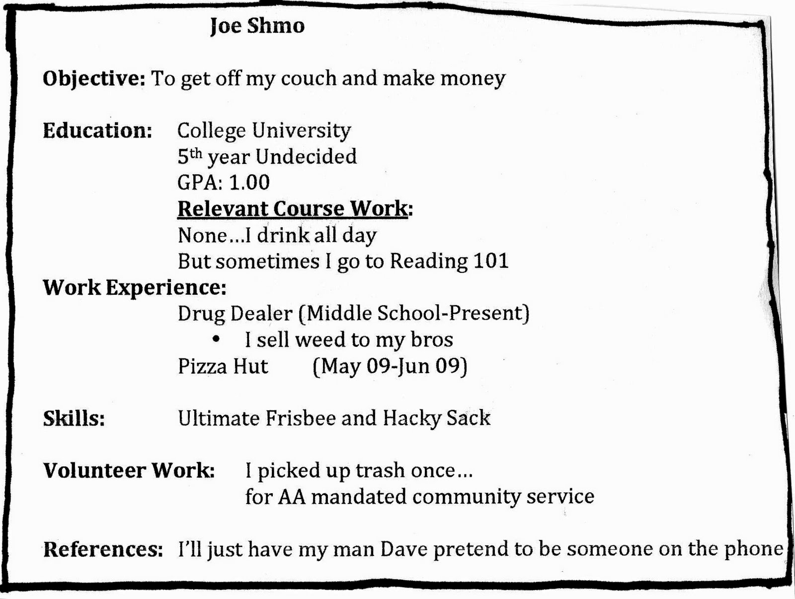 what a resume should look like for a highschool student