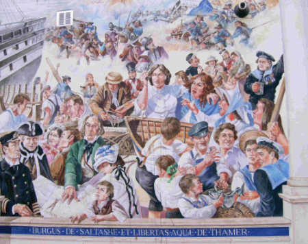 Mural on the Wall of the Union Inn with William Odgers on the Right Mural on the Wall of the Union Inn with William Odgers on the Right