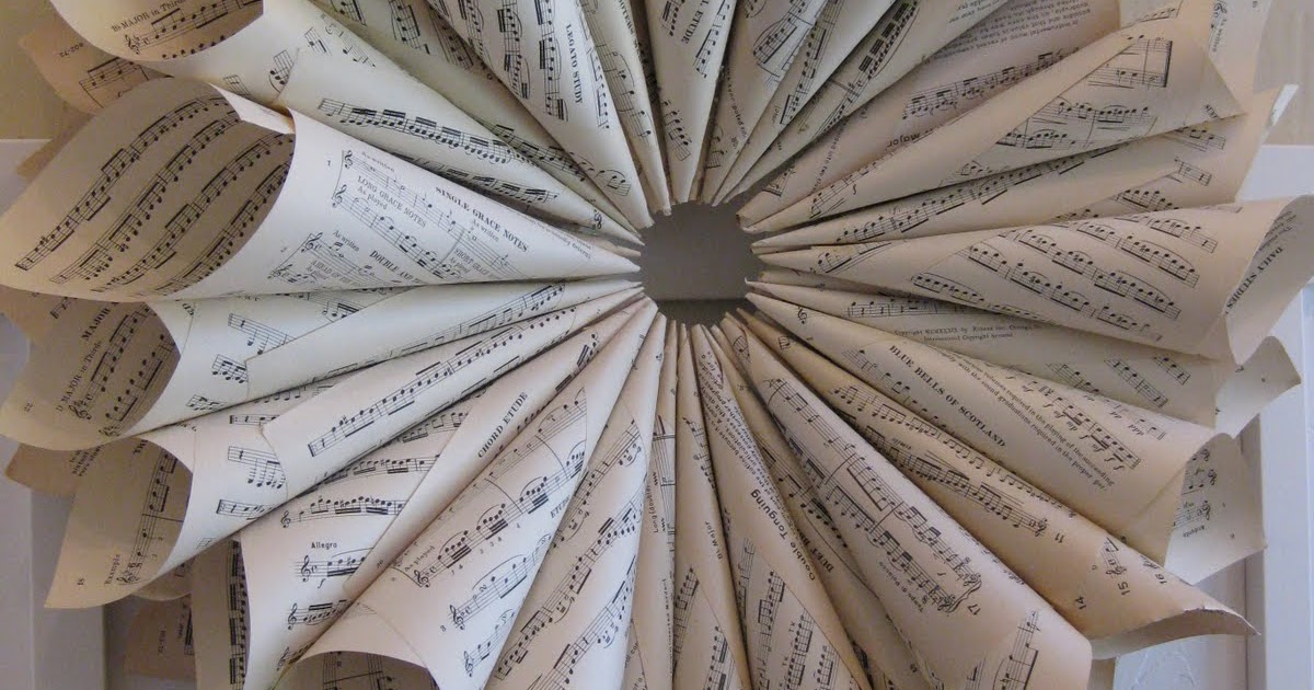 Primp Junktion Vintage Sheet Music Wreath Tutorial