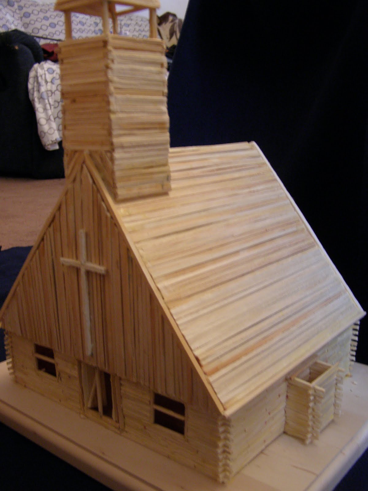 miniature church wooden log cabins steeple handmade houses build