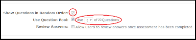 screenshot of feature in the LMS to allow questions to be shown in random order