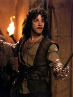 In this scene in The Princess Bride, the legendary phrase is uttered My name is Inigo Montoya.  You killed my father.  Prepare to die.