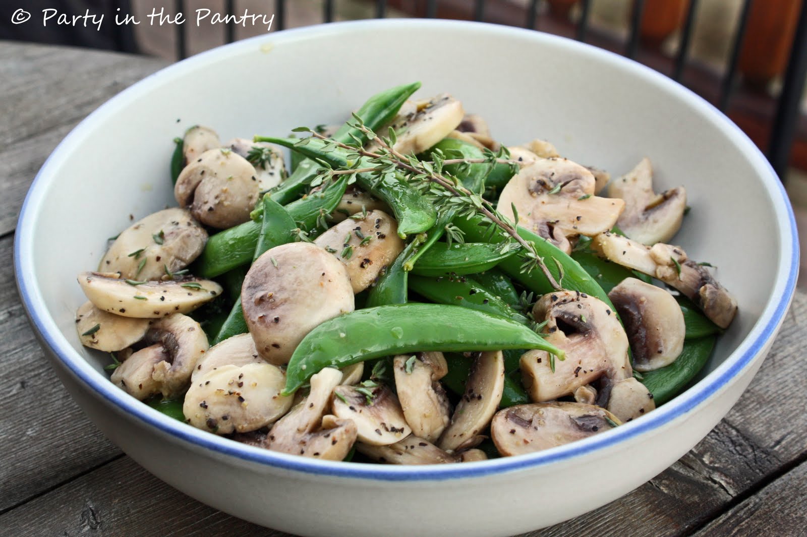 Party in the Pantry! Sugar Snap Pea & Mushroom Salad