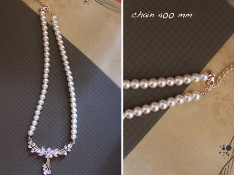 Crystal Flower Pendant Pearl Necklace Crystal Flower Pendant Pearl Necklace