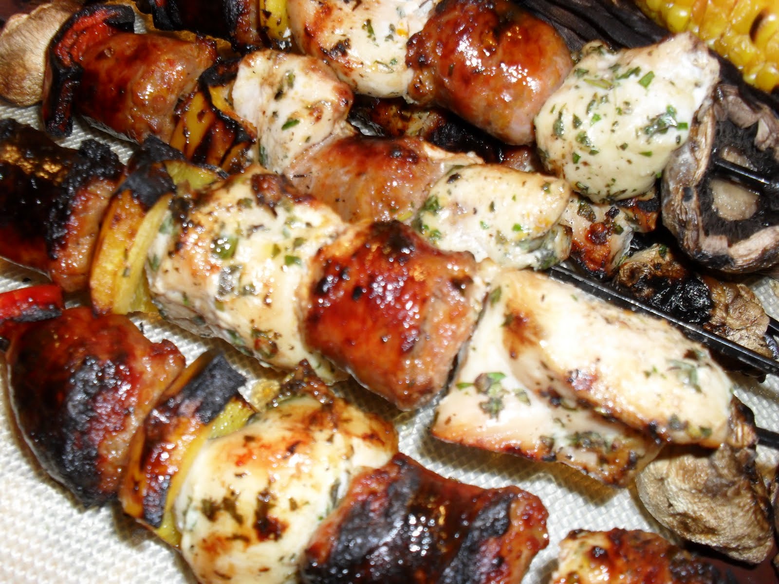 ROCK THAT PLATE! Chicken and spicy sausage kebabs!