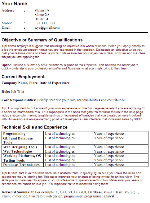 Seo position resume