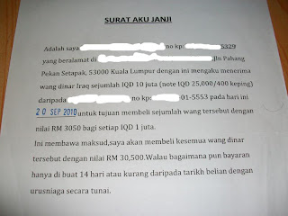 surat aku jani pembelian dinar
