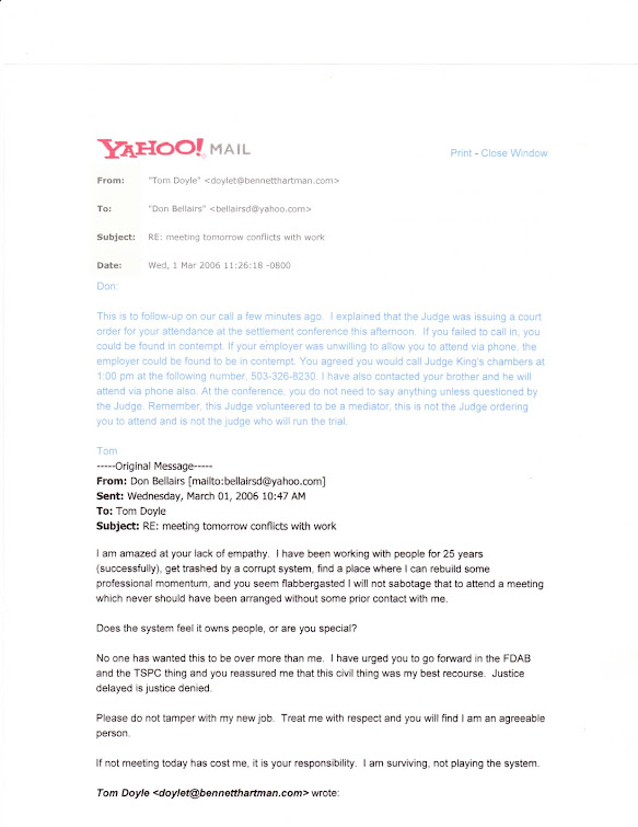 March 2006 coercive emails from OEA Tom Doyle
