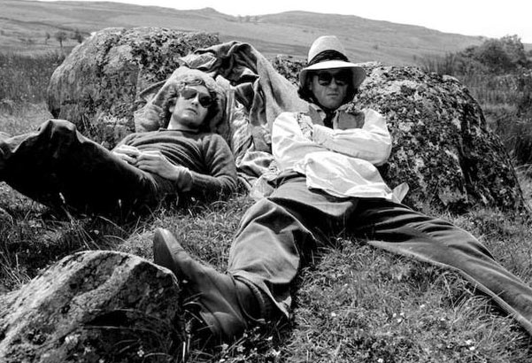 Two go mad in Cumbria: McGann and Grant outside Sleddale Hall. Photograph: Murray Close/Proud Gallery