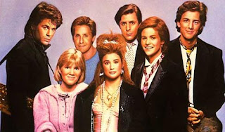 El grupo de St. Elmo: Rob Lowe, Emilio Estévez, Judd Nelson, Andrew MacCarthy, Mare Winninghman, Demi Moore y Ally Sheddy