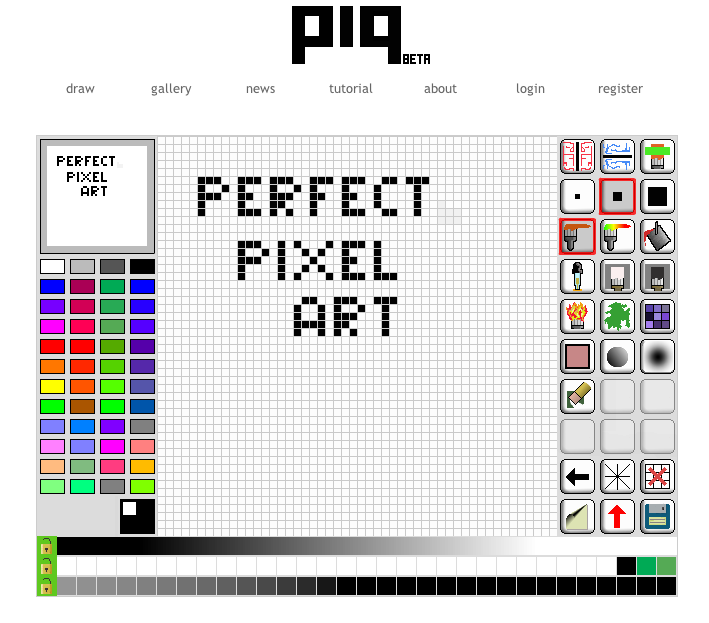 Perfect Pixel Art piq online pixel art editor