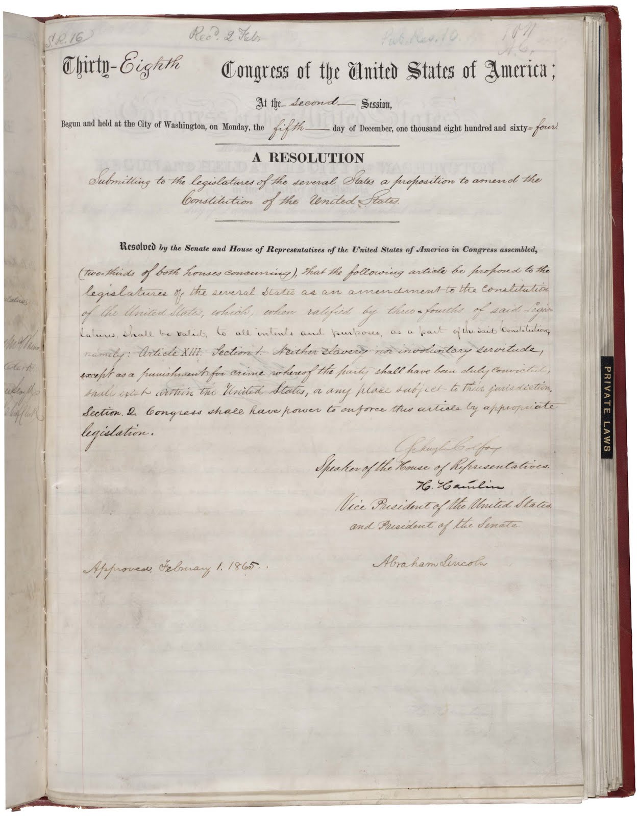 History 120 fall 2009: Picture of 13th amendment