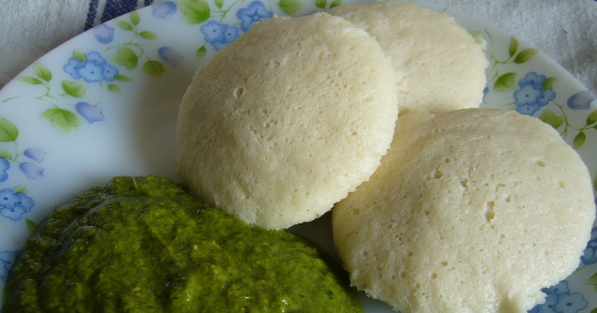 Mom's Cooking Idlis with a simple green chutney