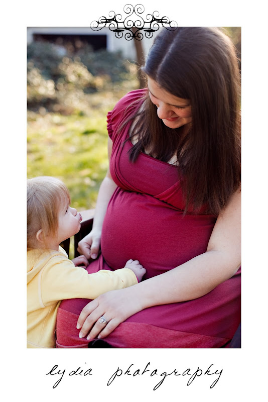 Little girl and her mom at lifestyle maternity portraits in Grass Valley, California