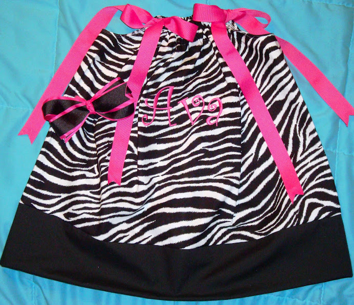Zebra dress any color monogram matching boutique bow  Dress $30 Bow $4