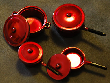 Miniature Red Pots/Pans set $ 7.99 per set