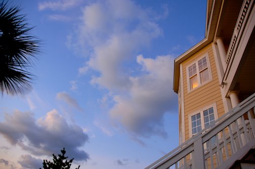 west face with sky at sunset