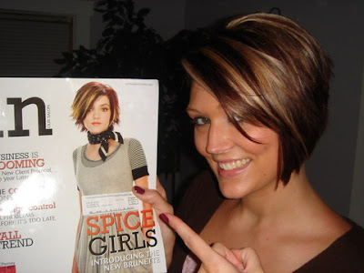 2007 fringe bob hairstyle. Brunette hair was cut into a graduated bob with a