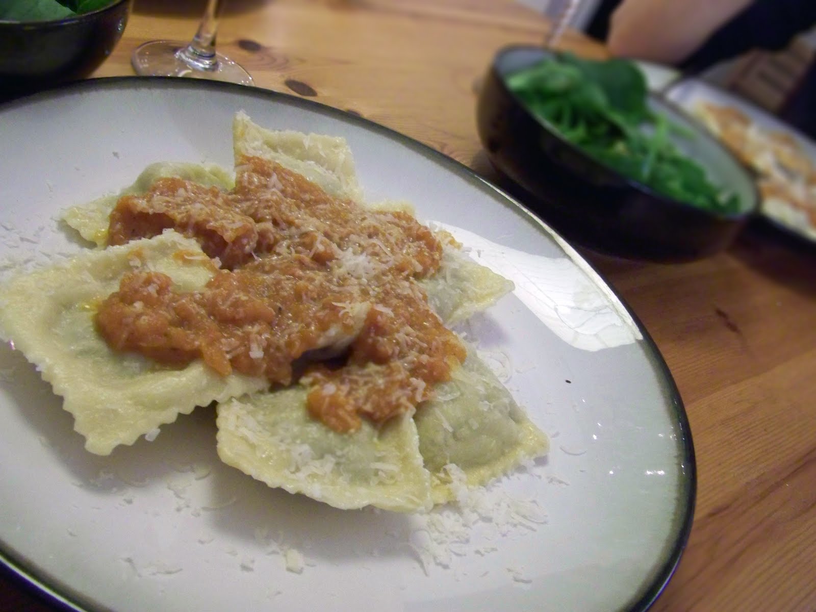 Kitchen Monkey Lamb Ravioli with Roasted Yellow Pepper Sauce