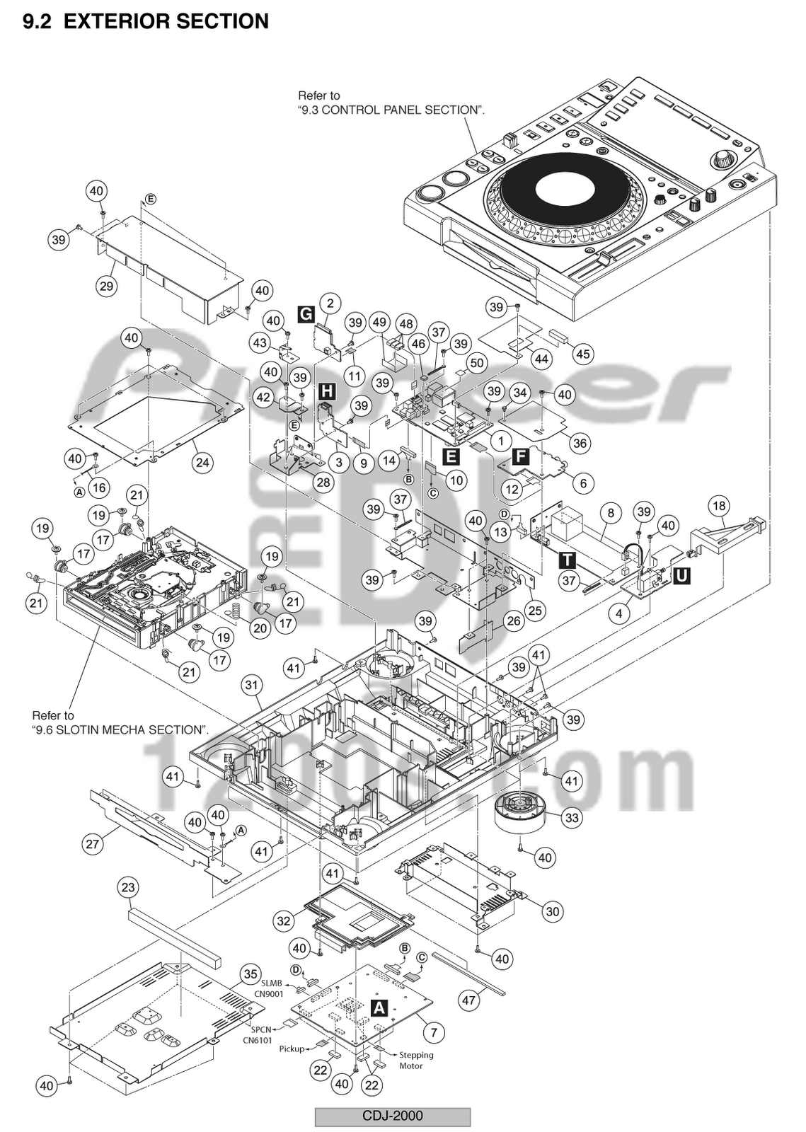 DJ Pro Audio & Service, Repairs Pioneer CDJ2000 Exploded View; Parts