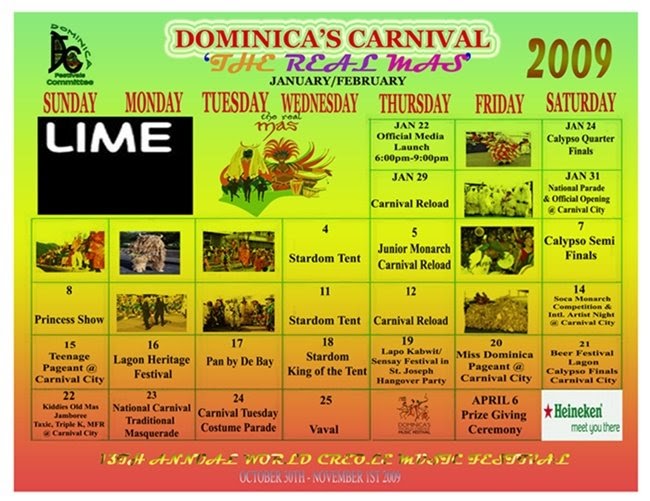 The Nature Island...: Dominica - 2009 Carnival Calendar