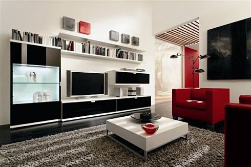 Modern Interior Design  Living Room on Interior Red Contrast Design Interior Design Living Room