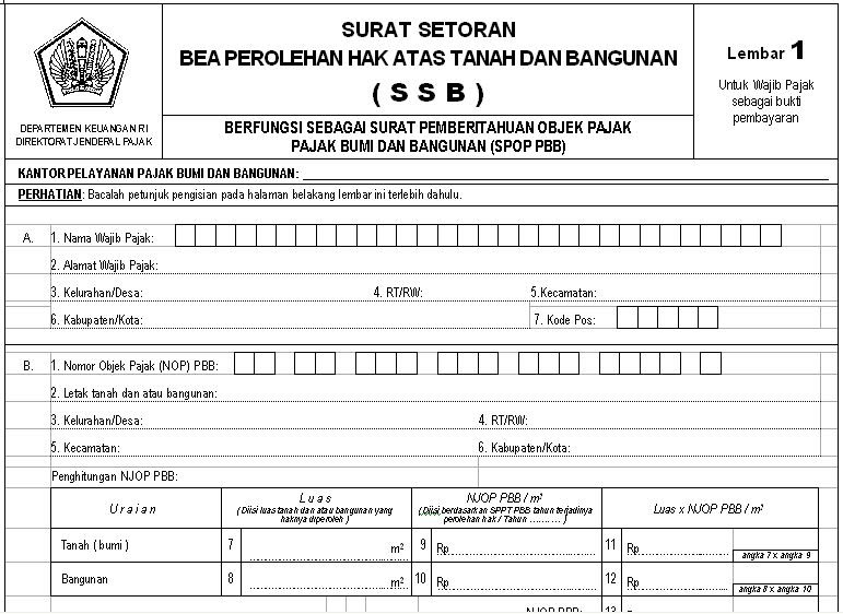 Pelayanan Pajak: SURAT SETORAN BEA / SSB BPHTB