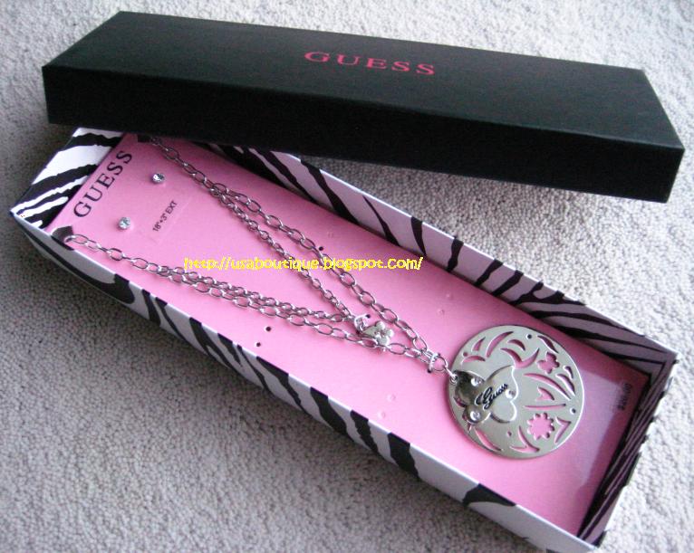 USA Boutique GUESS Bling Bling Butterfly Necklace + Earrings Set in