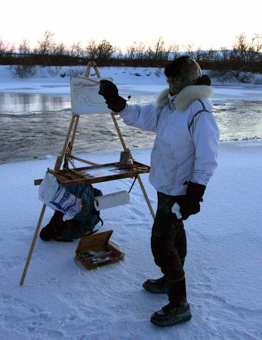 Painting at confluence of Nome River & Banner Creek, early winter