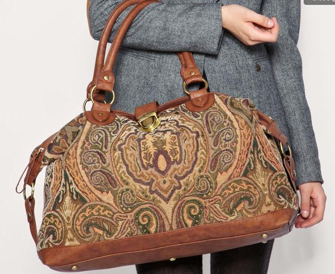 Vintage TAPESTRY HOLDALL carpet Hand Bag gladstone 80s boho WEEKEND M&S