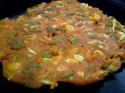 Savory Indian Pancakes -Cabbage, Corn, French Bean Pancake (Eggless)