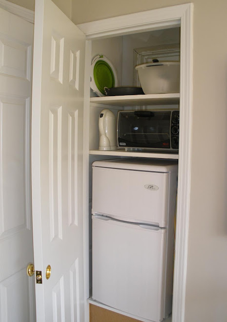 fridge with freezer, and toaster oven