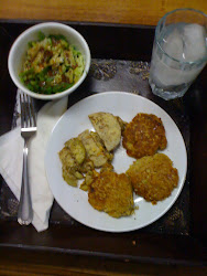 Crabcakes with Eggplant and Salad with Light Sesame Ginger Dressing
