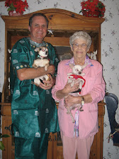 Standing with mom and her two chihuahuas