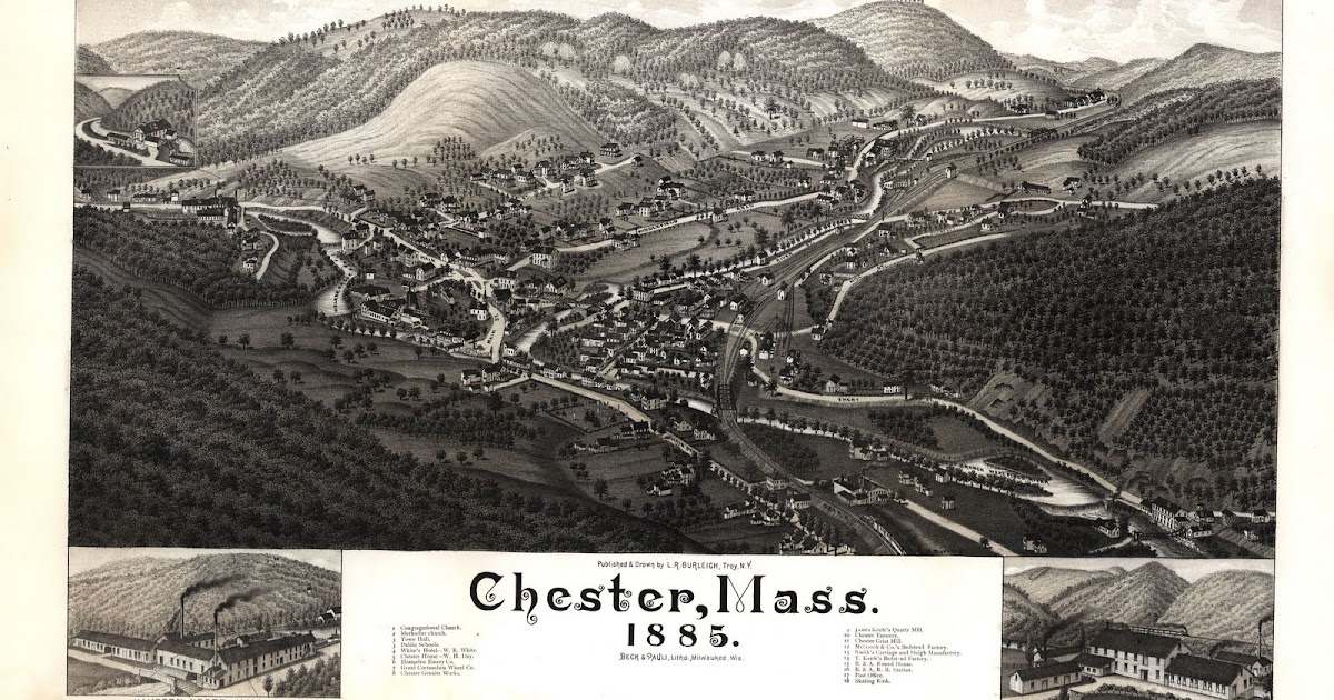 Exploring Western Massachusetts Map Bird'seye View of Chester, Mass., 1885