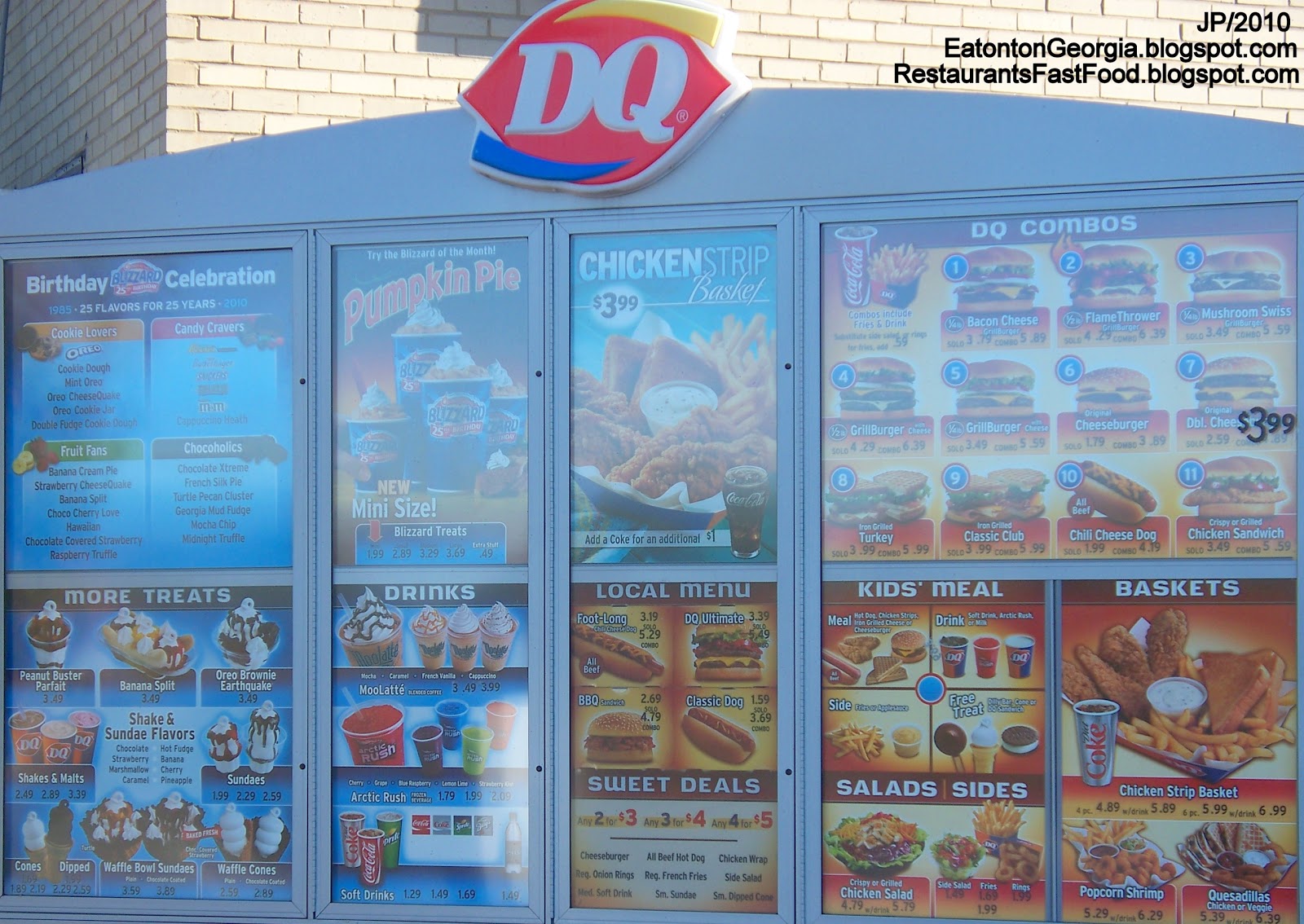 Restaurant Fast Food Menu McDonald's DQ BK Hamburger Pizza Mexican Taco