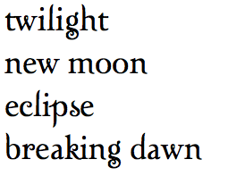 Twilight saga font picture