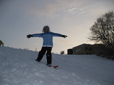 Rose on her Snowboard
