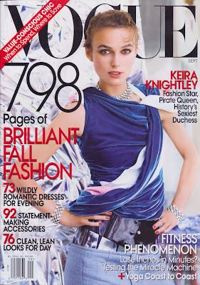 Keira Knightley graces the cover of September's issue of American Vogue