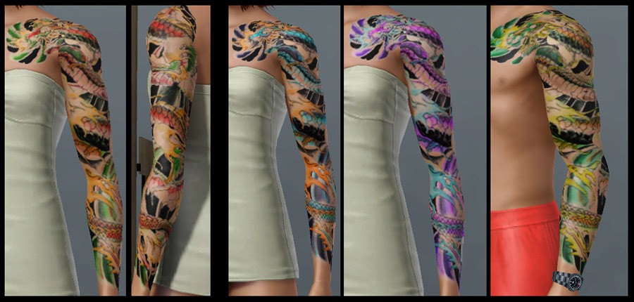 tattoo set sims dragon mod mix match colored awesome artwork color deviant guadalupe pattern virgin
