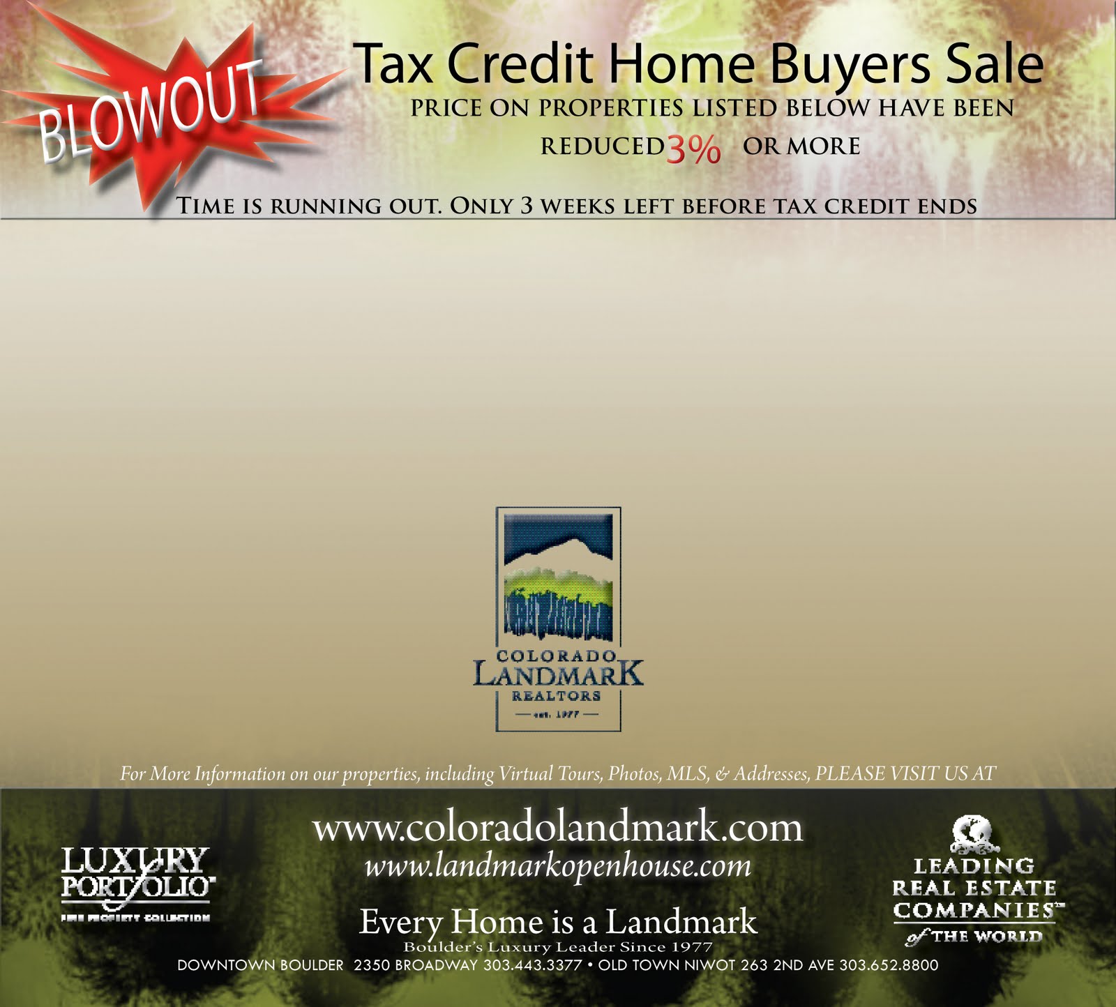 Tax Credit Home Sale AND National Open House Weekend Boulder