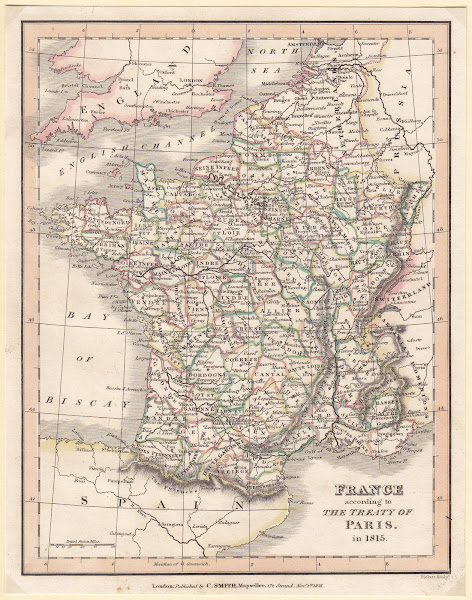 Mapa de los Departamentos de Francia en 1815