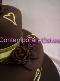 Close up of chocolate rose cake.