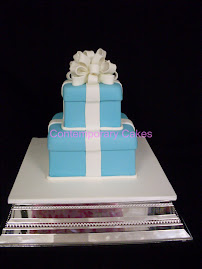 2 tier square Tiffany Wedding Cake