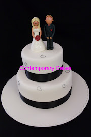 Diamonte hearts and with personalised figurines  2 tier round stacked.