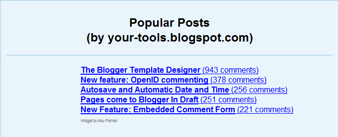 Popular posts (most commented) widget Popular posts (most commented) widget