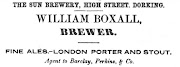 Letterhead of Boxall's Sun Brewery, Dorking, c1855